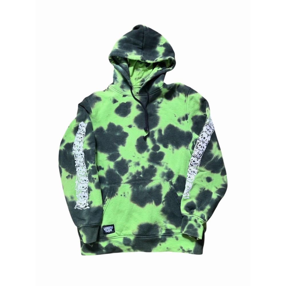 Lurking Class Green Black Tie-Dye Hoodie Men's Size Medium Skull Graphic Skater